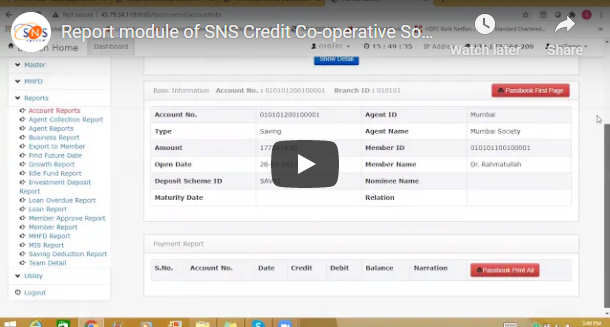 Report Module of Co-Operative Society Software